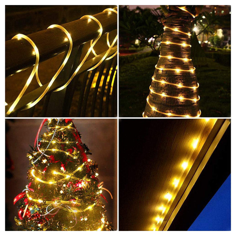 Solar Power Rope Tube Lights 100 Led Copper Wire String Outdoor Waterproof Fairy Lights With PVC Tube