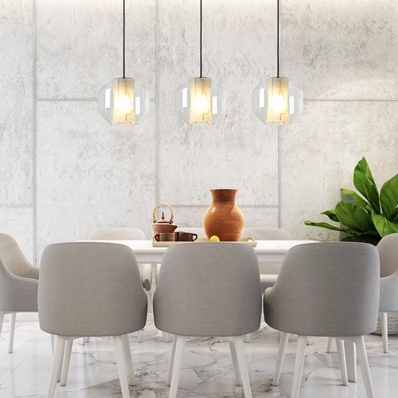 Modern Mini Smoky Gray Glass Chandelier Ceiling Pendant Lamp for Cafe Shop Restaurant Bedside Decoration