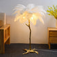 Modern Nordic Luxury Tree Branch Indoor Standing Light Resin Copper Ostrich Feather LED Floor Lamp