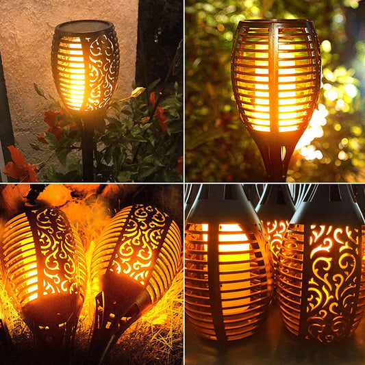 Solar Flame Flickering Garden Torch Night Lights LED Flame Torches For Outdoor Pathway Lights Garden Landscape Decoration