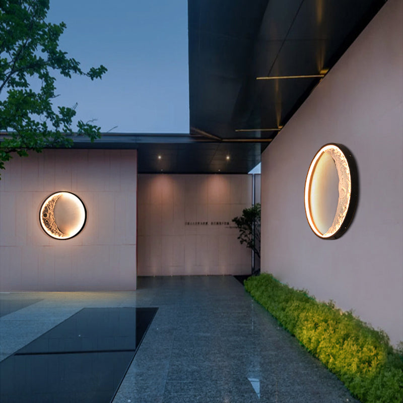 Indoor Outdoor Waterproof LED Modern Art Wall Light Moon Modeling Decorative Wall Lamp