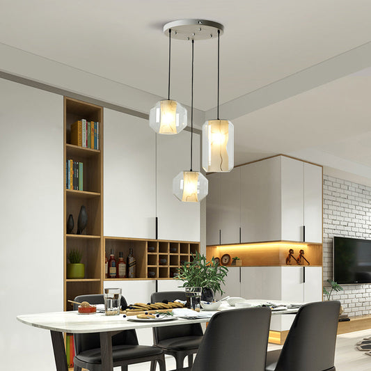 Modern Mini Smoky Gray Glass Chandelier Ceiling Pendant Lamp for Cafe Shop Restaurant Bedside Decoration