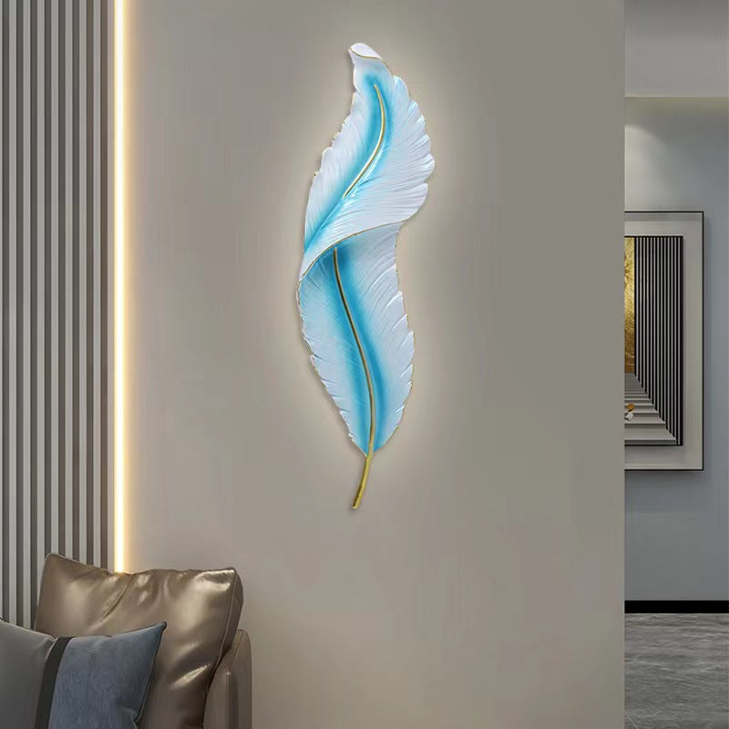 Modern Luxury White Gold Feather Design Indoor Hotel Led Wall Lamps Living Room Decorative Wall Light