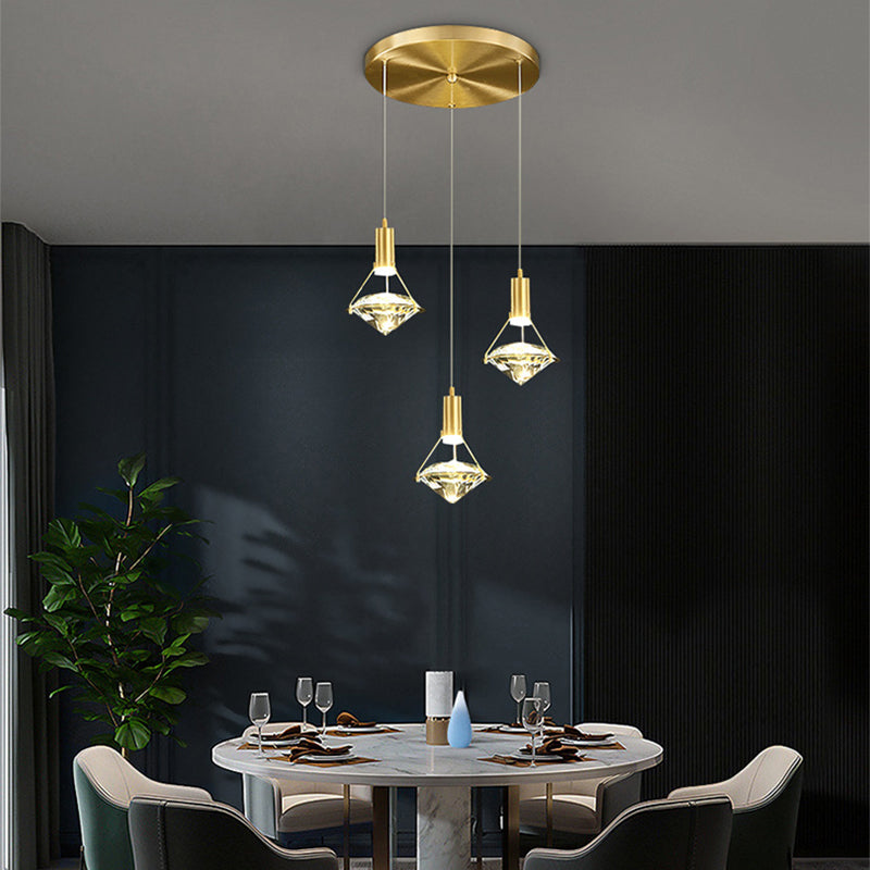 Nordic Luxury Modern Indoor Hotel Villa Restaurant Diamondshape Decorative Creative Crystal Pendant Light