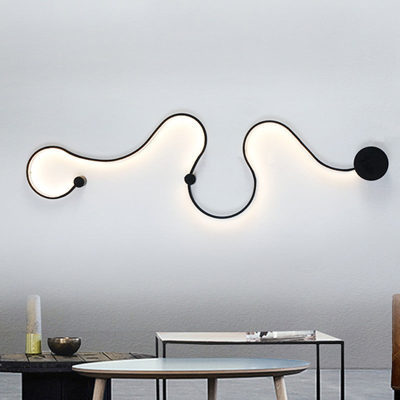 Post Modern Personality Snake Curve Decoration LED Creative Wall Lamp Wall Plug Night Light