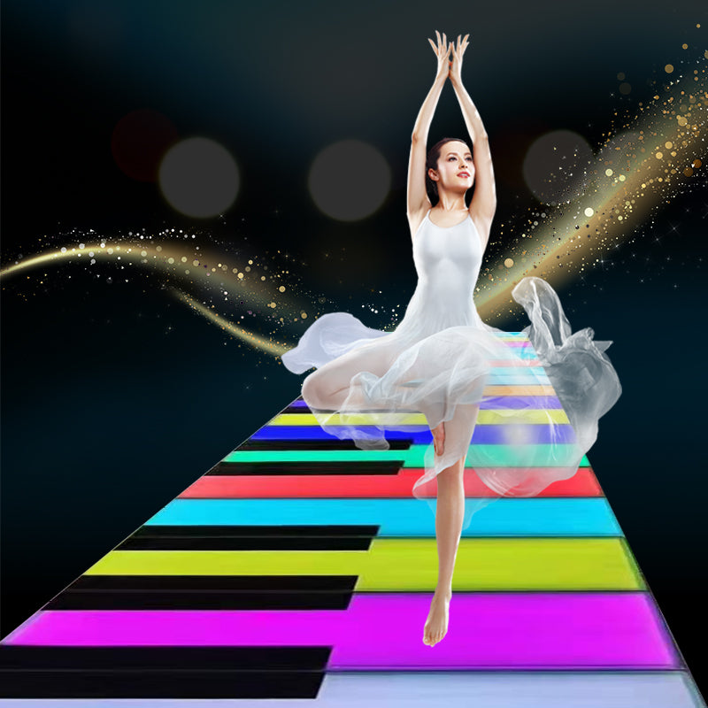Giant interactive floor light stainless steel led light up step floors piano for outdoor theme park decoration