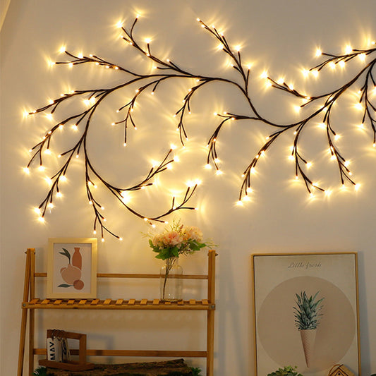 Indoor Decoration Lighting 110V 144 Led DIY Flexible Willow Vine Rattan String Lights