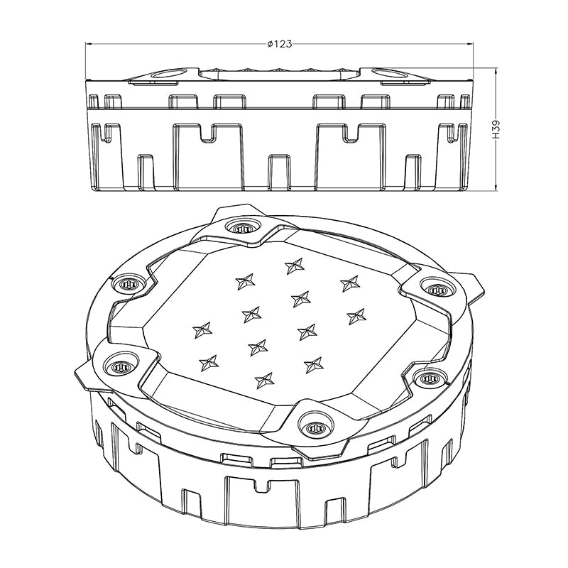 Environmentally Friendly Circular Diameter 123mm PC+ Die-Cast Aluminum Material Buried Solar LED Road Studs Light