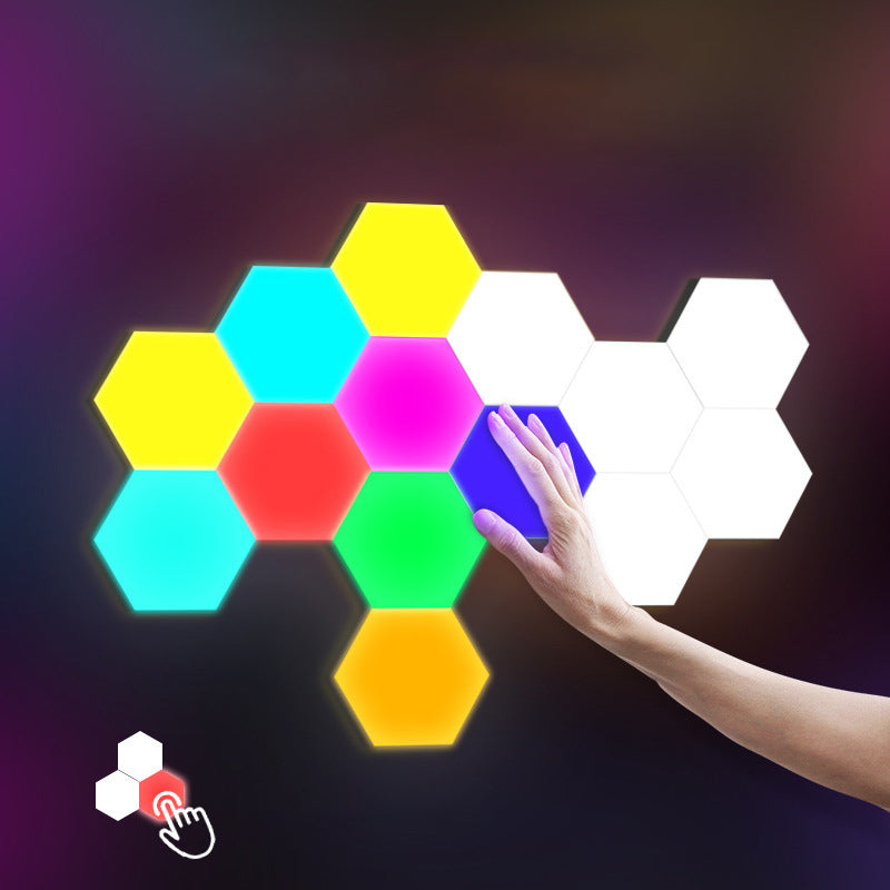 Hexagonal Touch Led Wall Light With Remote Control Smart Home Hexagon Light Kit Panel Smart RGB Hexagon Lights