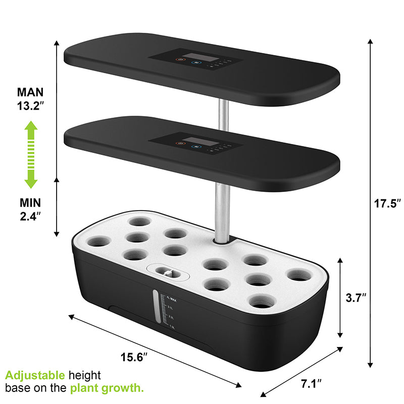 3/6/8/12-Pod Hydroponic Indoor Garden System , Height Adjustable Planters, 15W 20W Full Spectrum LED Grow Lights