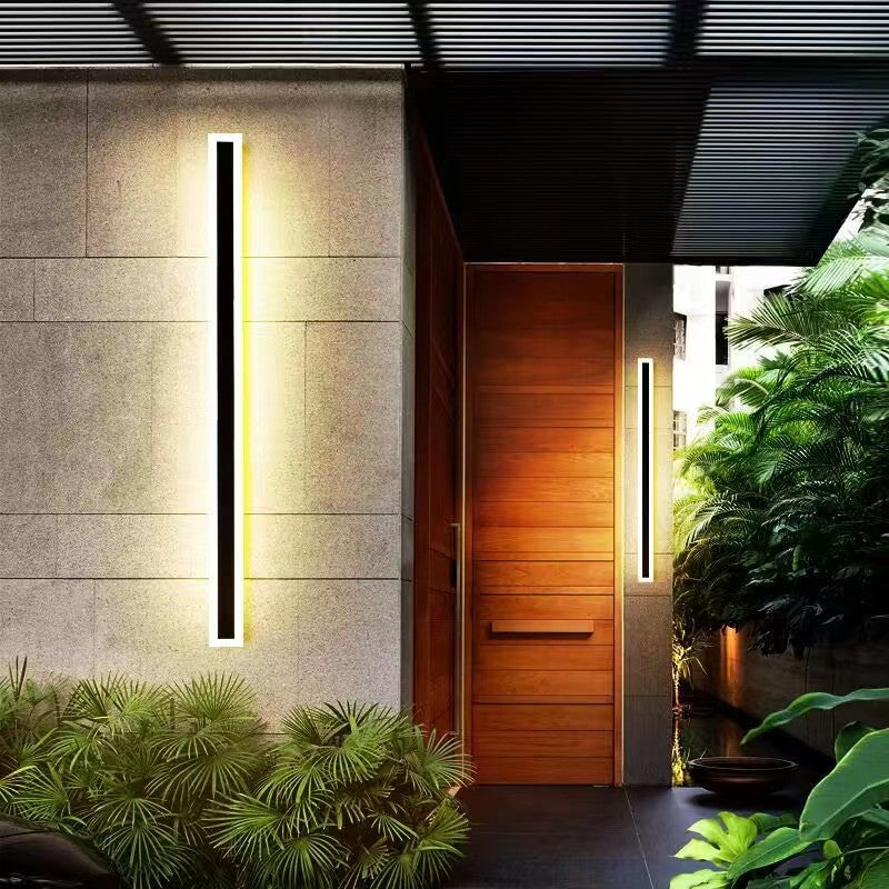 Black Modern Outdoor LED Linear Wall Light IP65 Waterproof Garden Wall Lamp For Wall Surface Mounted Lighting