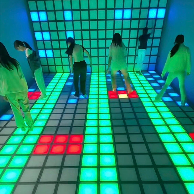 Best-Selling Active Game Led Floor 30x30cm Hopping Lattice Light Activate Game Interactive LED Dance Floor for Kid Games