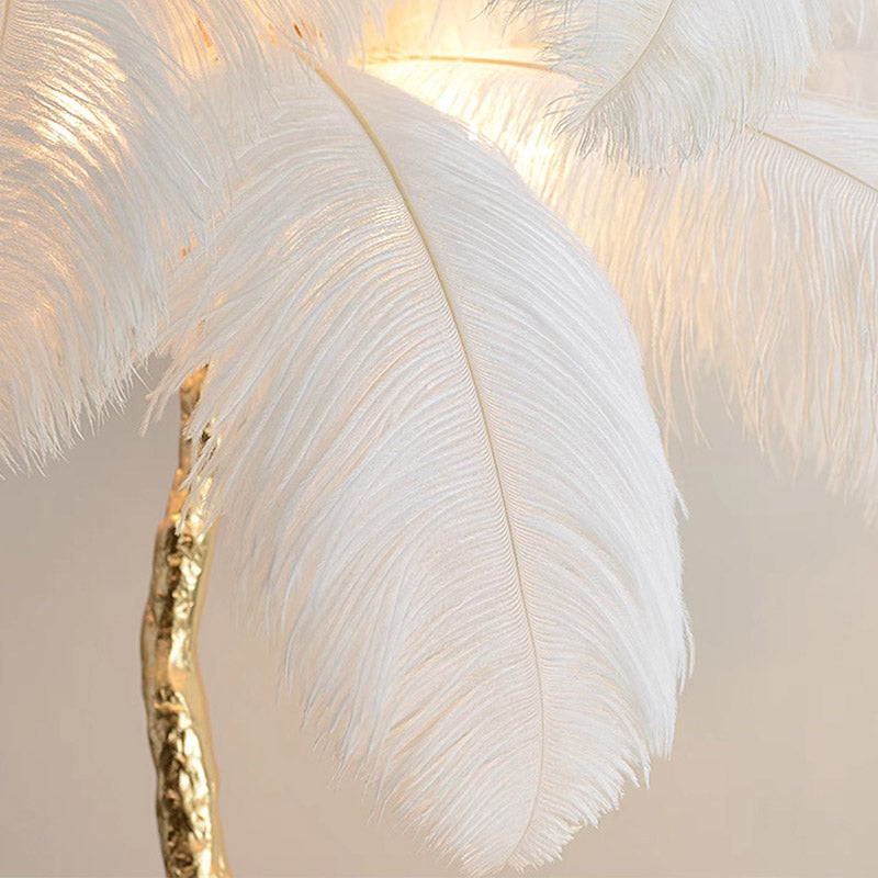 Modern Nordic Luxury Bedroom Living Room Resin Floor Light LED Standing Ostrich Feather Floor Lamp