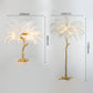 Modern Nordic Luxury Tree Branch Indoor Standing Light Resin Copper Ostrich Feather LED Floor Lamp