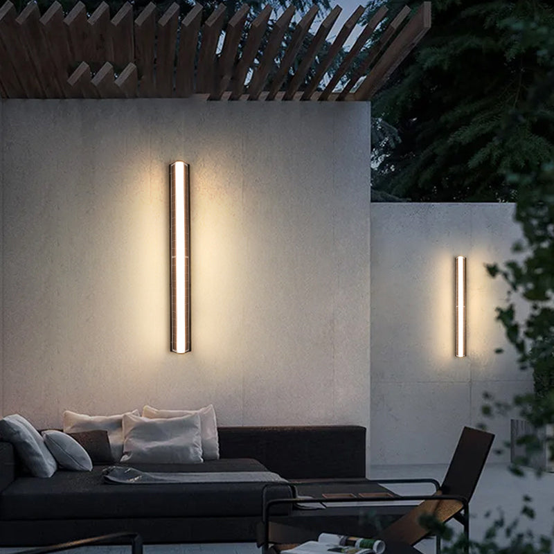 Solar Outdoor Wall Lamp Linear Strip Wall Lamp IP65 Waterproof 3000K Warm Garden Sconce LED Long Solar outdoor Wall Lights