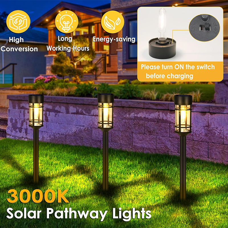 Led Solar Lawn Pathway Decoration Stake Lawn Light Pathway Yard Walkway Driveway Outdoor Waterproof Garden Lights LED ABS