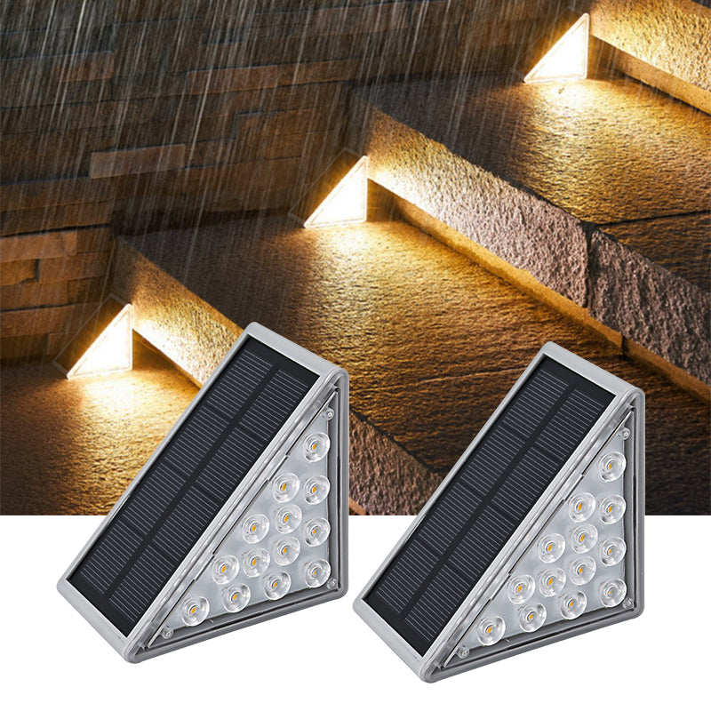 Waterproof Anti-Theft Solar Powered LED Stair Light Solar Step Light Lens for Home Stairs Hallway Outdoor Garden Lighting