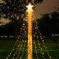 350led US Eu Plug Solar Panel Outdoor Waterproof Christmas Garden Lamp Stars Waterfall LED String Light