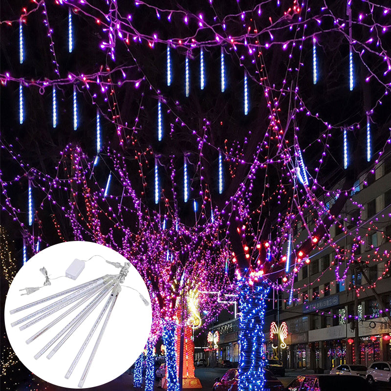 Christmas Outdoor Lighting 50CM LED Meteor Shower Rain Lights Pendant Lamp 8 Tubes Warm White Colorful Meteor Light