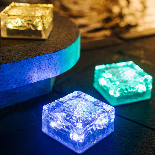 Outdoor Courtyard Floor Tile Light Garden Landscape Decoration Underground Light Solar LED Ice Brick Light
