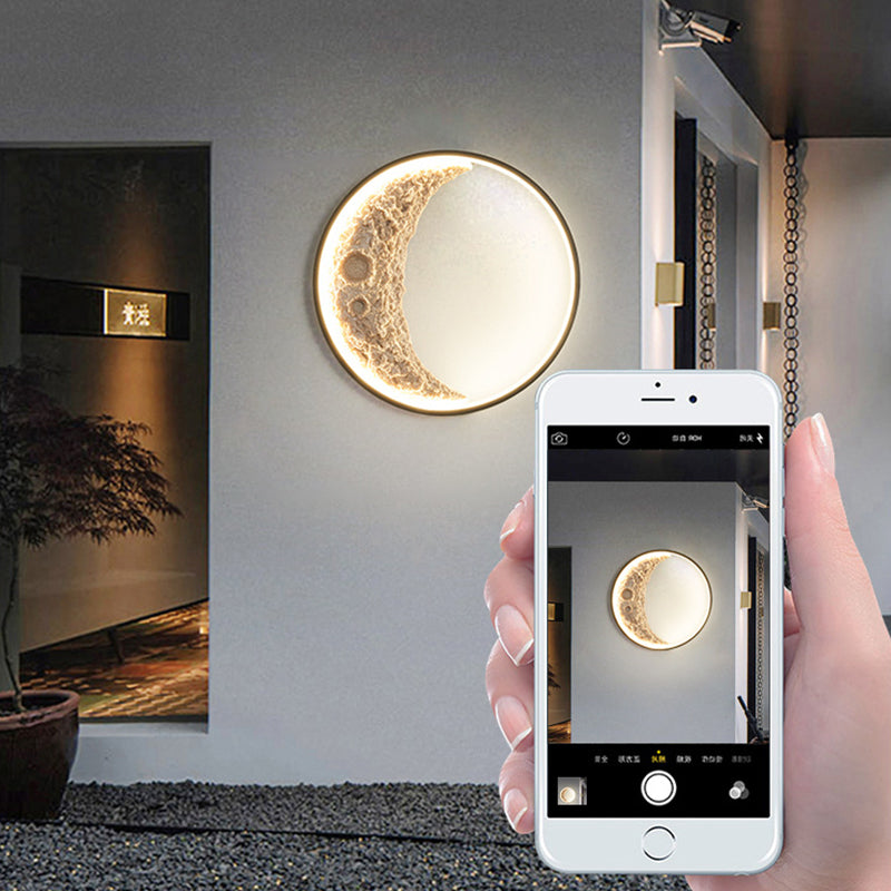 Indoor Outdoor Waterproof LED Modern Art Wall Light Moon Modeling Decorative Wall Lamp