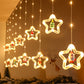 Window Curtain Christmas Ring Lights with Ornament Toy LED Indoor Outdoor Xmas for Tree Home Garden Decorations