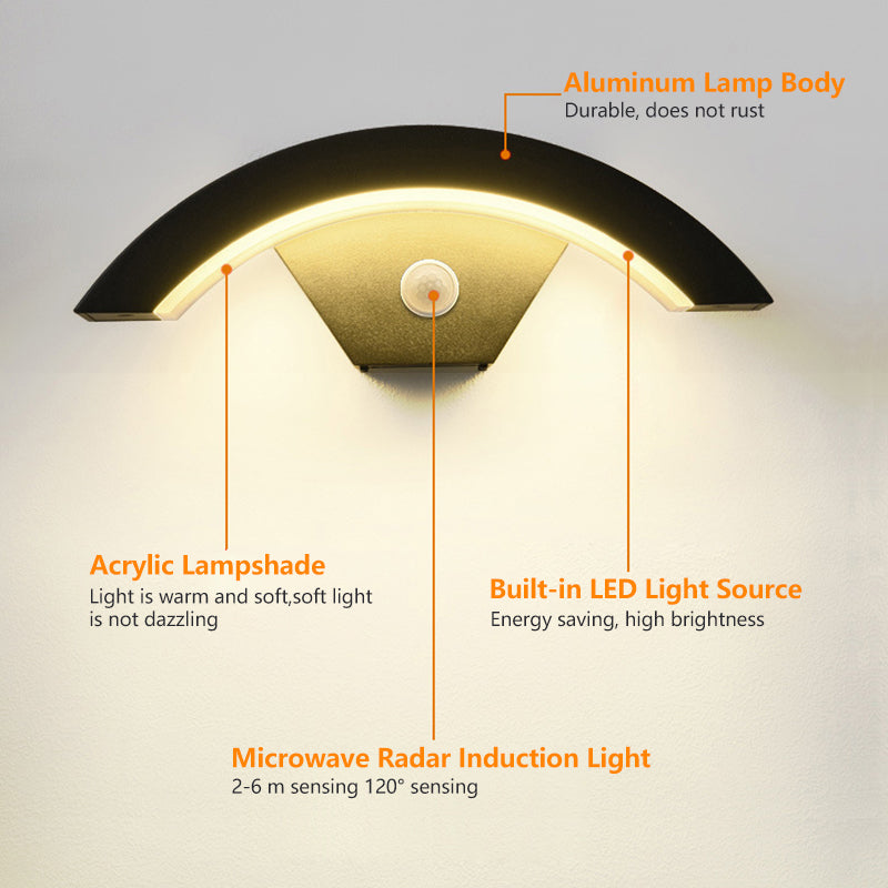 Outdoor Wall Light Motion Sensor Smart Lamp For Gateway Balcony Corridor Garden Villa Porch 24W Waterproof LED Wall Lamp