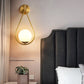 Classic Bedroom Bedside Mount Interior Light Indoor Decorative Gold Black Metal Modern Led Glass Wall Sconce