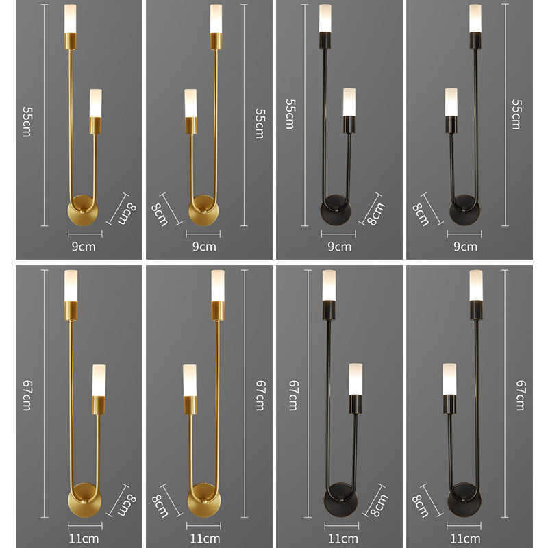 Nordic Design Simple Black U-shaped Wall Lamp Creative Aisle Hotel Room Double Bulb Wall Lamp