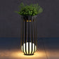 Modern Black LED Floor Lamp Display Shelves Garden Balcony Solar Ball Lamps