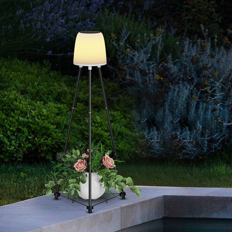 Outdoor Solar Lights with Plant Stands Solar Floor Lamp Metal Tripod Deck Lights for Garden Yard Multifunction Landscape Lamps