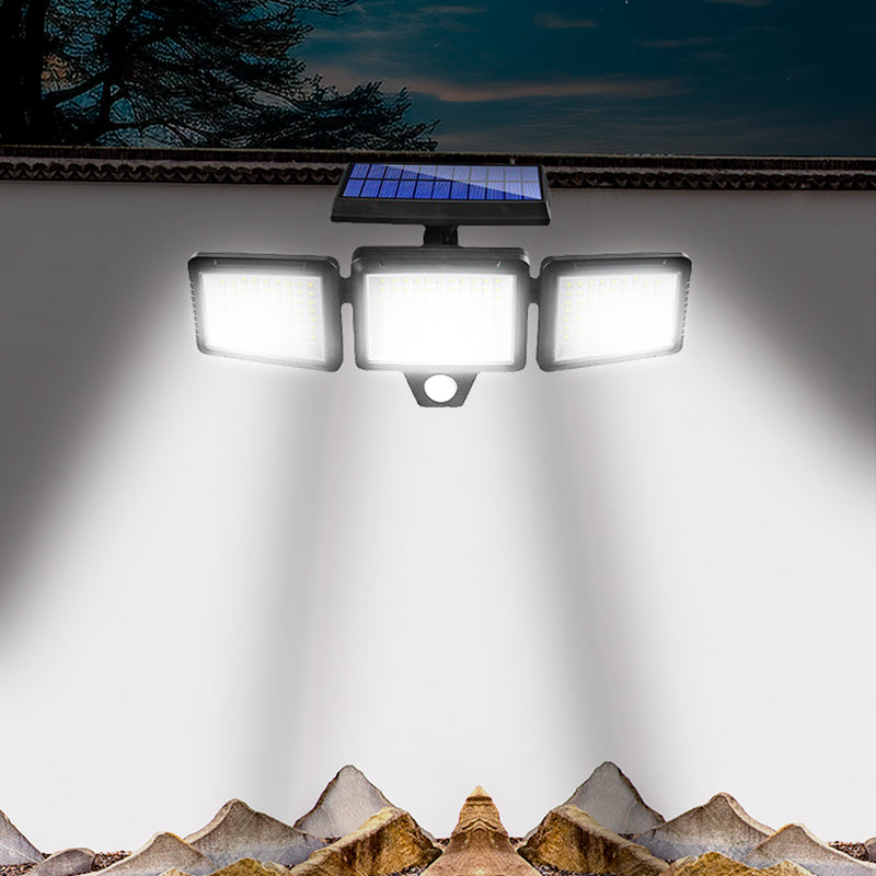 Solar Garden Light  IP65 Waterproof Motion Sensor Outdoor 3 Head Remote Control Solar Security Wall Light