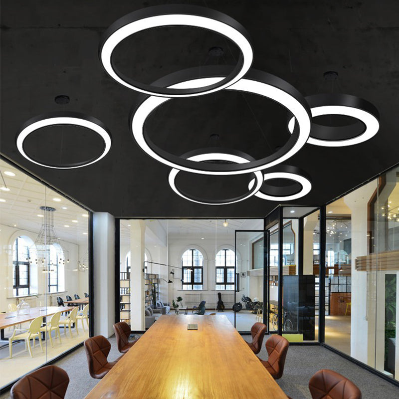 Industrial DIY Round Pendant Light Ceiling Lighting Hanging 800mm 1000mm Office Gym LED Circle Ring Pendant Lights