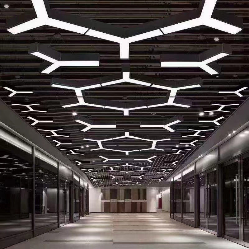 Led Office Hanging Light Hexagonal Round Square Y-shaped Ring Office Pendant Light Office Special-shaped Linear Lamp