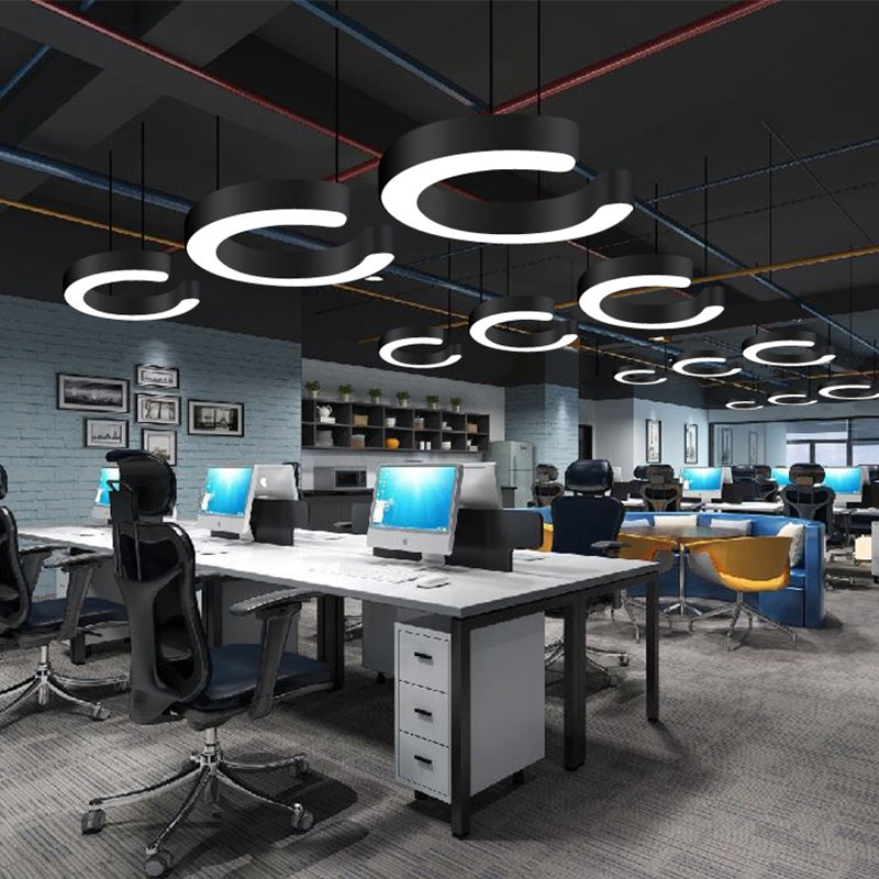 Led Office Hanging Light Hexagonal Round Square Y-shaped Ring Office Pendant Light Office Special-shaped Linear Lamp