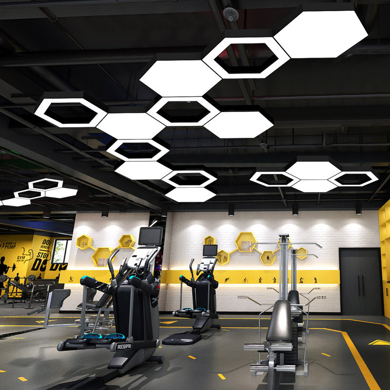 Commercial Ceiling Light 50W High Lumen Acrylic Lampshade 3 Years Warranty LED Hexagon Hanging Lights