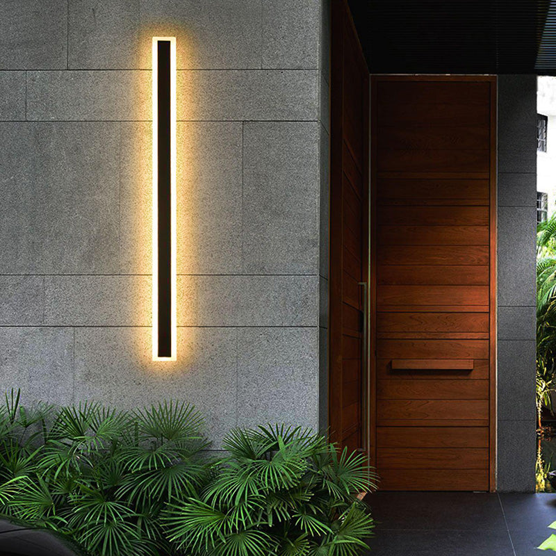 Aluminum Modern Waterproof Black Garden Light Outdoor Long Strip LED RGB Wall lamp Sconce Light