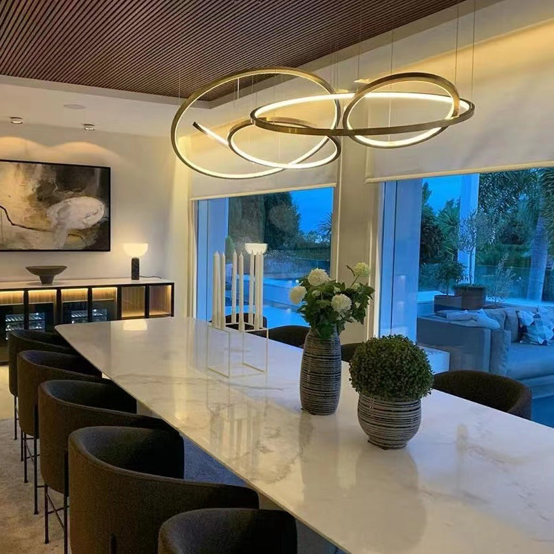 Nordic Modern Design Circle Ring LED Chandelier For Living Dining Room Bedroom