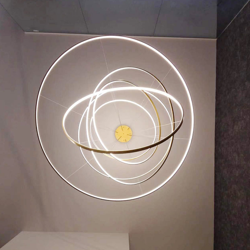 Modern Led Living Room Hotel Circle Line Pendant Lighting New Design Ring Round Chandelier