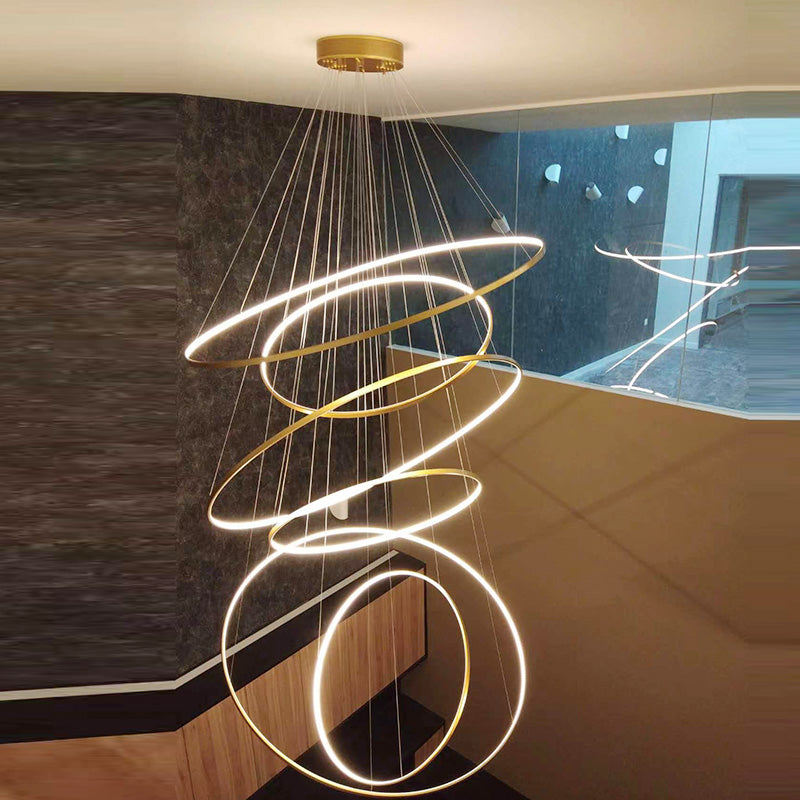 Modern Led Living Room Hotel Circle Line Pendant Lighting New Design Ring Round Chandelier