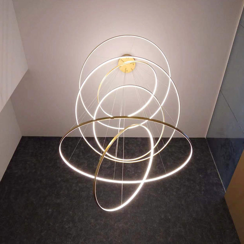 Modern Led Living Room Hotel Circle Line Pendant Lighting New Design Ring Round Chandelier