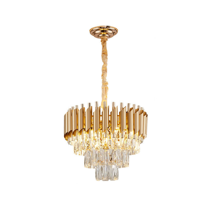 2022 Round Indoor Luxury Pendant Light Gold Black Crystal Chandelier Luxury