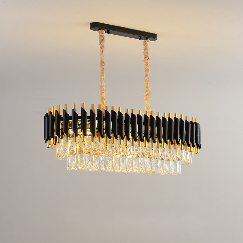 2022 Round Indoor Luxury Pendant Light Gold Black Crystal Chandelier Luxury