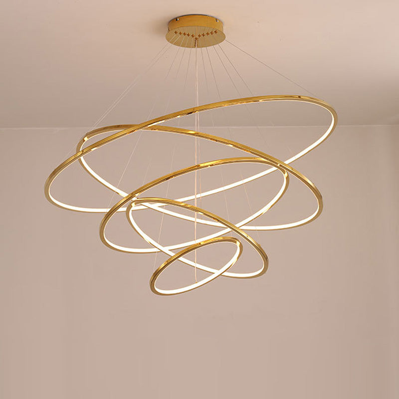 Manufacturer Custom Led Chandelier Ceiling Mounted Lighting Gold Circle Stainless Steel  Modern Led Chandelier Pendant Light
